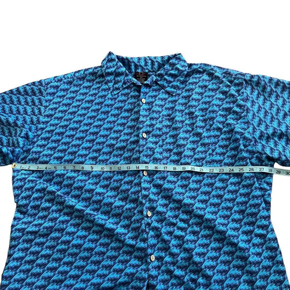 FUBU Men's 2X Vintage Spellout Graphic Print Blue Polyester Camp Shirt - Picture 3 of 5